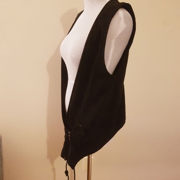 NWT Suit Black Medium Suede Vest - Picture 4 of 6
